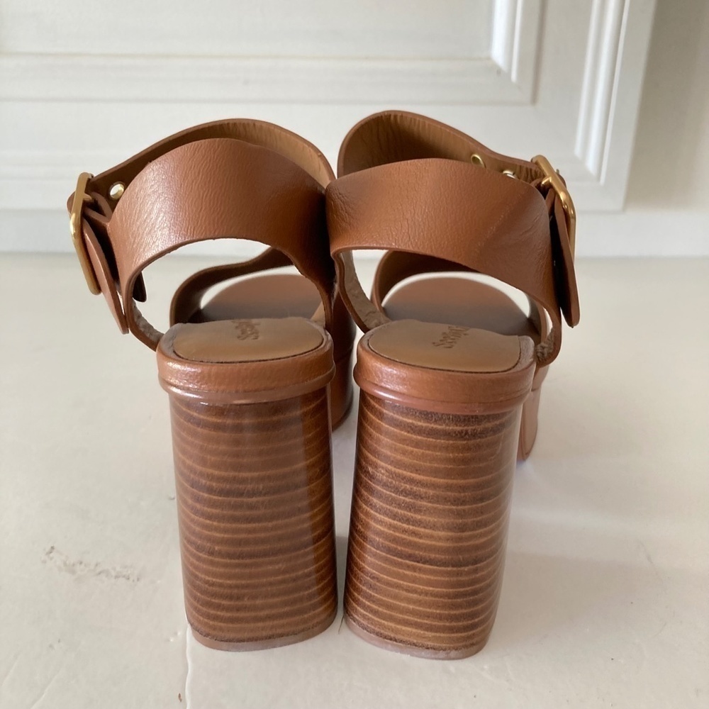 NWOT See By Chloe Anthropologie Lexi Brown Leather Rivet Heels Sz 36 - Picture 7 of 10